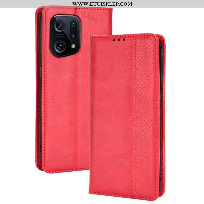 Etui Na Telefon do Oppo Find X5 Etui Folio Stylizowany Efekt Skóry W Stylu Vintage